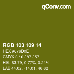 Color code: RGB 103 109 14 | qconv.com