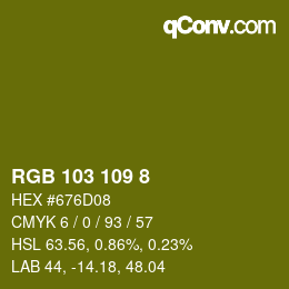 Color code: RGB 103 109 8 | qconv.com