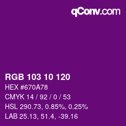 Color code: RGB 103 10 120 | qconv.com