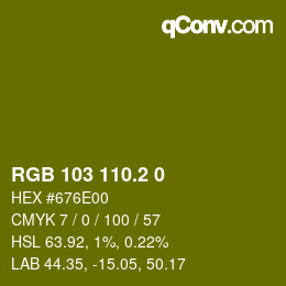 カラーコード: RGB 103 110.2 0 | qconv.com