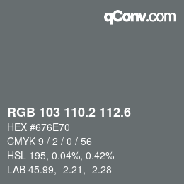 カラーコード: RGB 103 110.2 112.6 | qconv.com