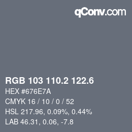 カラーコード: RGB 103 110.2 122.6 | qconv.com