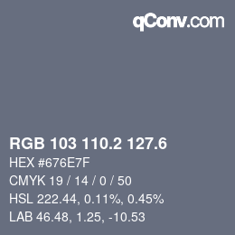カラーコード: RGB 103 110.2 127.6 | qconv.com