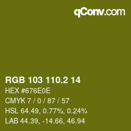 カラーコード: RGB 103 110.2 14 | qconv.com
