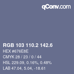 カラーコード: RGB 103 110.2 142.6 | qconv.com