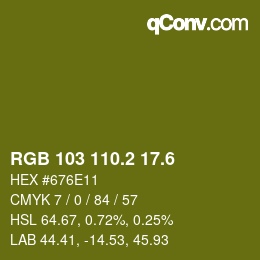 カラーコード: RGB 103 110.2 17.6 | qconv.com