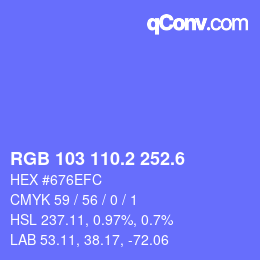 カラーコード: RGB 103 110.2 252.6 | qconv.com