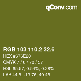カラーコード: RGB 103 110.2 32.6 | qconv.com