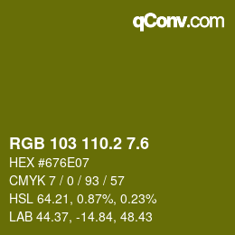 カラーコード: RGB 103 110.2 7.6 | qconv.com