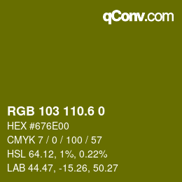 カラーコード: RGB 103 110.6 0 | qconv.com