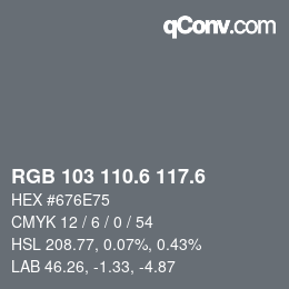 カラーコード: RGB 103 110.6 117.6 | qconv.com