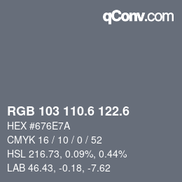 カラーコード: RGB 103 110.6 122.6 | qconv.com