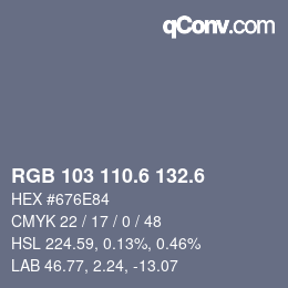 カラーコード: RGB 103 110.6 132.6 | qconv.com