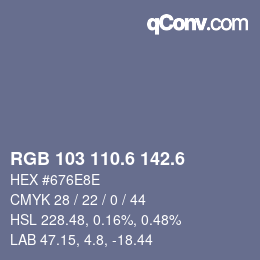 カラーコード: RGB 103 110.6 142.6 | qconv.com