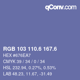 カラーコード: RGB 103 110.6 167.6 | qconv.com