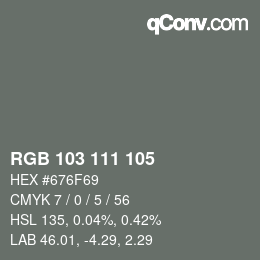 颜色代码: RGB 103 111 105 | qconv.com