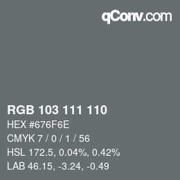 Farbcode: RGB 103 111 110 | qconv.com