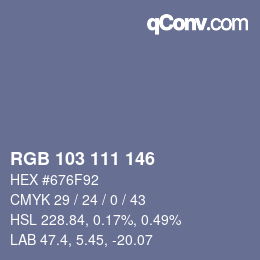 Color code: RGB 103 111 146 | qconv.com