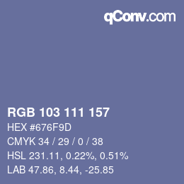 Color code: RGB 103 111 157 | qconv.com