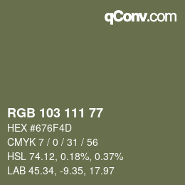 カラーコード: RGB 103 111 77 | qconv.com