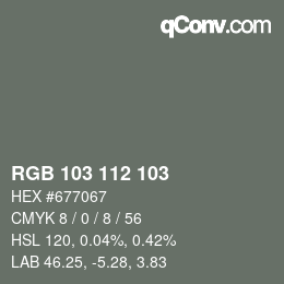颜色代码: RGB 103 112 103 | qconv.com