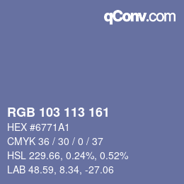 Color code: RGB 103 113 161 | qconv.com