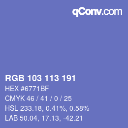 Color code: RGB 103 113 191 | qconv.com