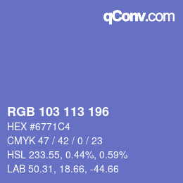 Color code: RGB 103 113 196 | qconv.com