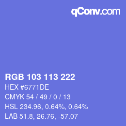 Color code: RGB 103 113 222 | qconv.com