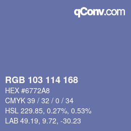 Color code: RGB 103 114 168 | qconv.com