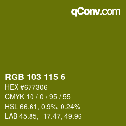 Color code: RGB 103 115 6 | qconv.com