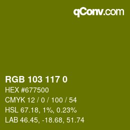 Color code: RGB 103 117 0 | qconv.com