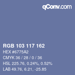 颜色代码: RGB 103 117 162 | qconv.com
