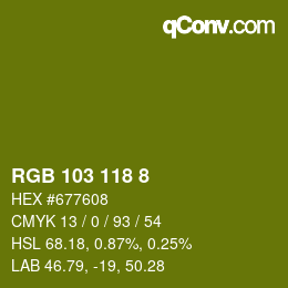 カラーコード: RGB 103 118 8 | qconv.com