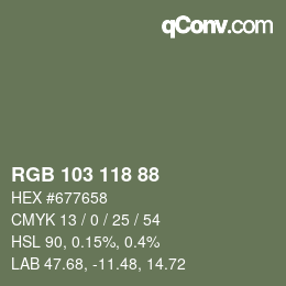 Farbcode: RGB 103 118 88 | qconv.com