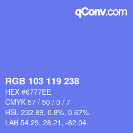 Color code: RGB 103 119 238 | qconv.com