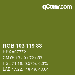 カラーコード: RGB 103 119 33 | qconv.com