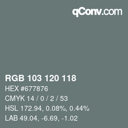 Código de color: RGB 103 120 118 | qconv.com