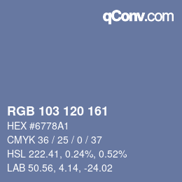Color code: RGB 103 120 161 | qconv.com