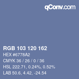Color code: RGB 103 120 162 | qconv.com