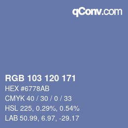 カラーコード: RGB 103 120 171 | qconv.com