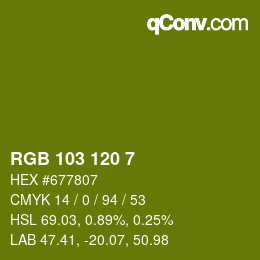 カラーコード: RGB 103 120 7 | qconv.com