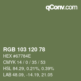 カラーコード: RGB 103 120 78 | qconv.com