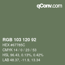 颜色代码: RGB 103 120 92 | qconv.com
