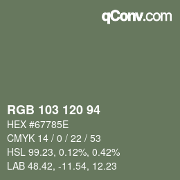 Farbcode: RGB 103 120 94 | qconv.com