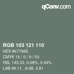 Código de color: RGB 103 121 110 | qconv.com