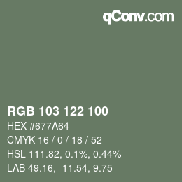 Código de color: RGB 103 122 100 | qconv.com