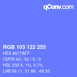 Color code: RGB 103 122 255 | qconv.com