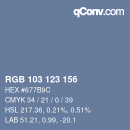 カラーコード: RGB 103 123 156 | qconv.com
