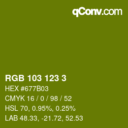 カラーコード: RGB 103 123 3 | qconv.com
